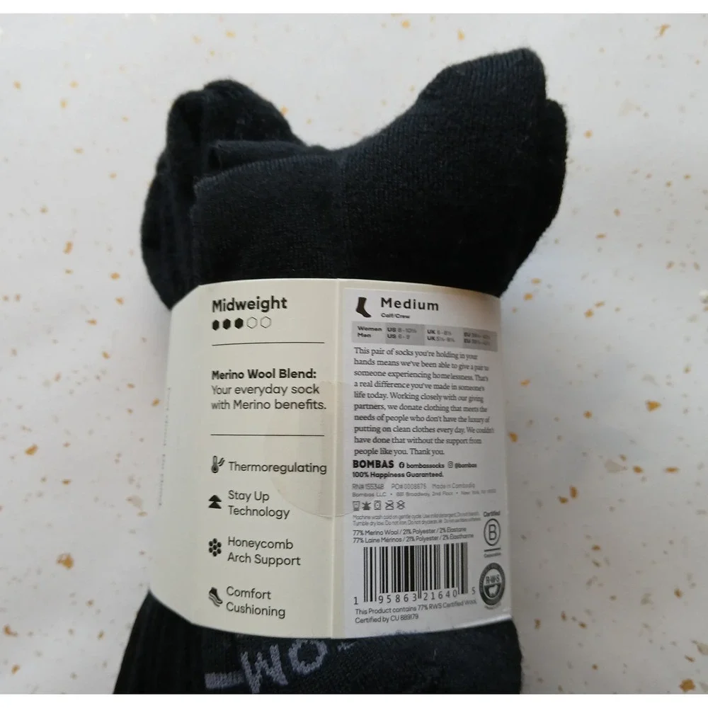 NWT Bombas Women's Merino Wool Blend Calf Sock 4-Pack Size Medium